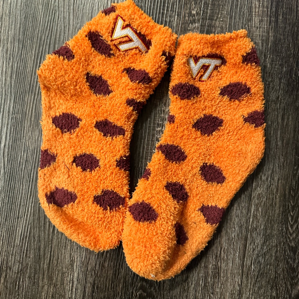 VT Virginia Tech Polka Dot Fuzzy Socks